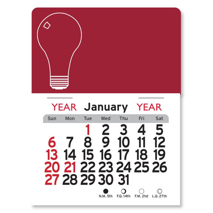 PeelNStick® Calendar Light Bulb Promotional Giveaway Calendars